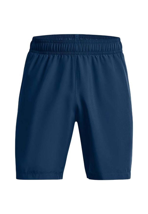 Lekkie niebieskie spodenki męskie Under Armour. Kolor: niebieski, wielokolorowy. Materiał: poliester. Sport: fitness