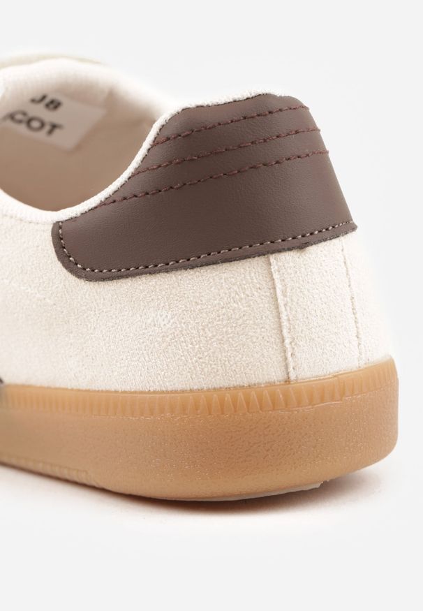 Renee - Beżowo-Brązowe Sneakersy z Ekozamszu na Płaskiej Podeszwie Pemeriana. Okazja: na spacer. Nosek buta: okrągły. Zapięcie: sznurówki. Kolor: beżowy. Szerokość cholewki: normalna. Materiał: skóra, zamsz, materiał. Obcas: na płaskiej podeszwie. Wysokość obcasa: niski. Sport: turystyka piesza