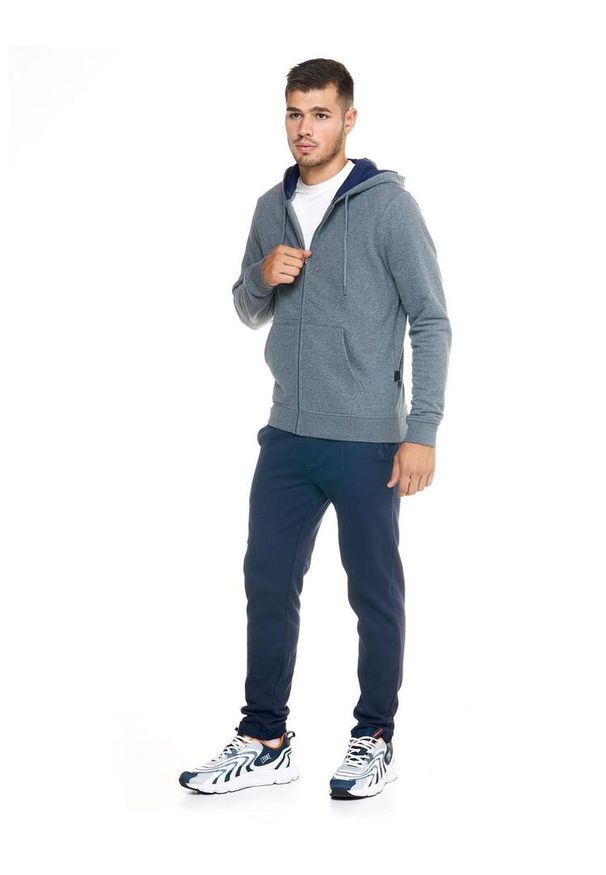 LEONE 1947 APPAREL - Męska bluza Leone z kapturem i zamkiem błyskawicznym Lifestyle. Typ kołnierza: kaptur. Kolor: szary. Materiał: tkanina. Sport: fitness