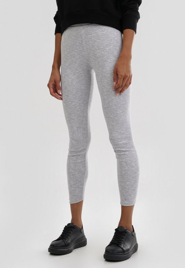 Born2be - Jasnoszare Legginsy Pyreriver. Kolor: szary. Materiał: dzianina. Długość: długie. Wzór: gładki