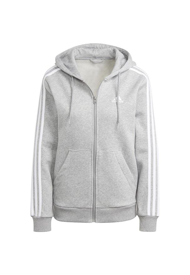 Adidas - Bluza damska adidas Essentials 3-Stripes Full-Zip Fleece. Kolor: szary, biały, wielokolorowy