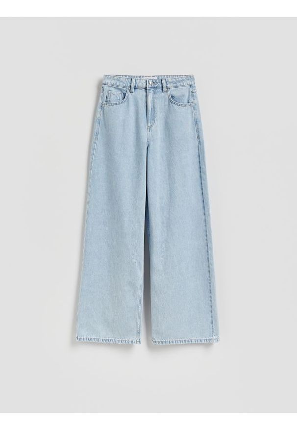Reserved - Jeansy wide leg - niebieski. Kolor: niebieski