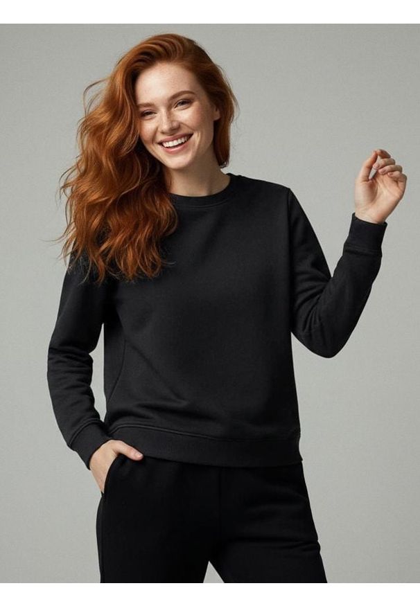 Sinsay - Bluza basic - czarny. Kolor: czarny. Materiał: bawełna