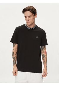 Lacoste T-Shirt TH7488 Czarny Regular Fit. Kolor: czarny. Materiał: bawełna, syntetyk