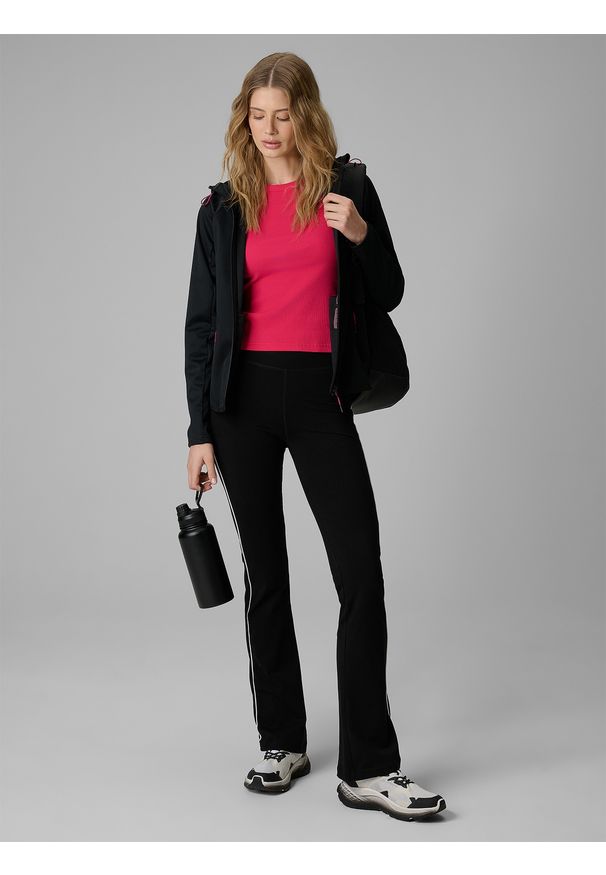 4f - 4F Kurtka softshell wiatroodporna membrana 5000 damska - czarna L. Kolor: czarny. Materiał: softshell. Sport: turystyka piesza