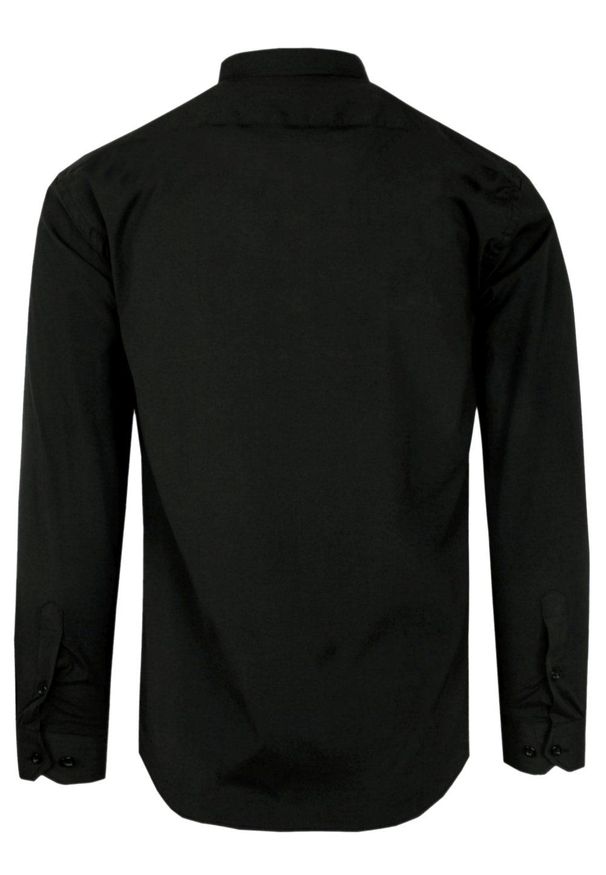 Elegancka Koszula Męska - Victorio - Krój Klasyczny - Czarna. Kolor: czarny. Materiał: elastan, poliester, bawełna. Styl: elegancki, klasyczny