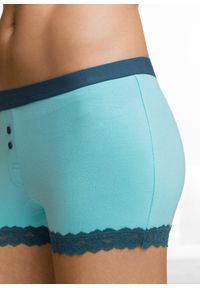 bonprix - Bokserki damskie (4 pary). Kolor: niebieski. Materiał: koronka. Wzór: koronka #2