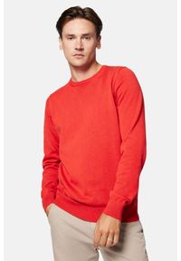 Lancerto - Sweter Czerwony z Bawełną Gładki Morey. Kolor: czerwony. Materiał: bawełna, elastan. Wzór: gładki #1