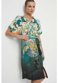 medicine - Medicine sukienka kolor multicolor midi prosta. Materiał: tkanina. Długość rękawa: krótki rękaw. Typ sukienki: proste. Długość: midi #2