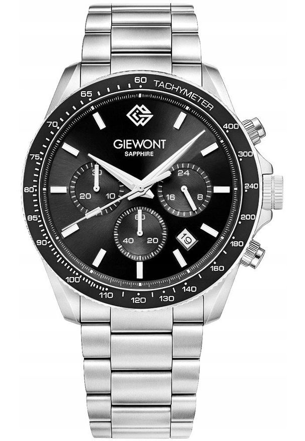 Zegarek Giewont Zegarek Męski Chronograph Sapphire Srebrno Czarny GW3520-B2. Kolor: srebrny, wielokolorowy, czarny