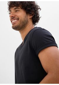 bonprix - T-shirt z dekoltem w serek (3 szt.). Typ kołnierza: dekolt w serek. Kolor: czarny #3