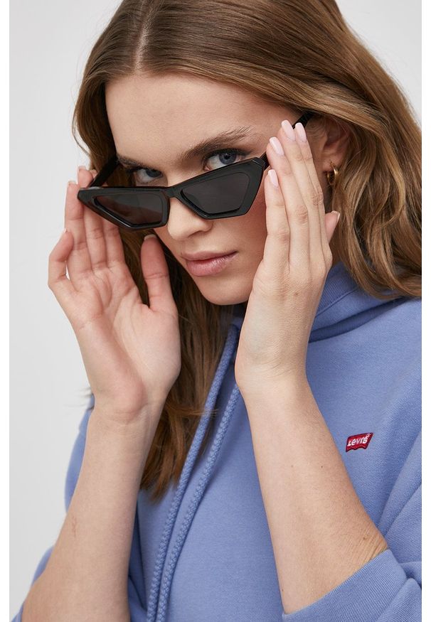 Levi's® - Levi's Bluza bawełniana damska z kapturem gładka. Okazja: na spotkanie biznesowe. Typ kołnierza: kaptur. Kolor: fioletowy. Materiał: bawełna. Wzór: gładki. Styl: biznesowy