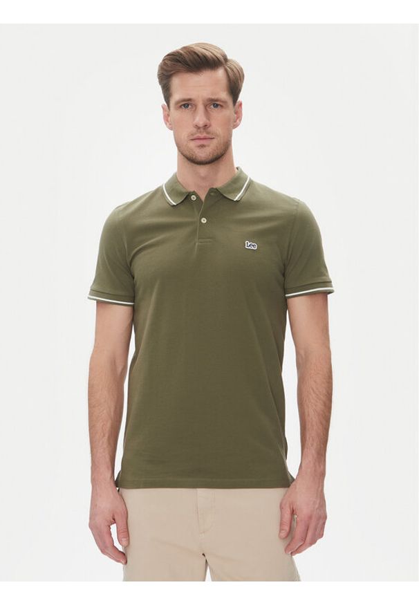 Lee Polo Pique 112363855 Zielony Regular Fit. Typ kołnierza: polo. Kolor: zielony. Materiał: bawełna