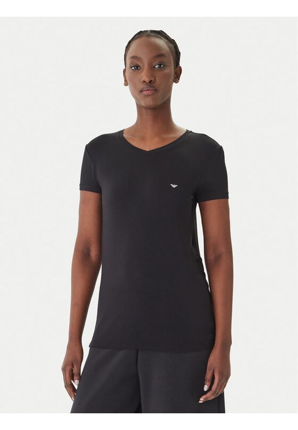 Emporio Armani T-Shirt EW000409 AF19024 UC001 Czarny Regular Fit. Kolor: czarny. Materiał: bawełna
