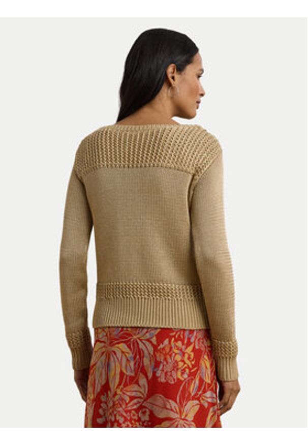 Lauren Ralph Lauren - LAUREN RALPH LAUREN Sweter 200909317005 Beżowy Relaxed Fit. Kolor: beżowy. Materiał: bawełna