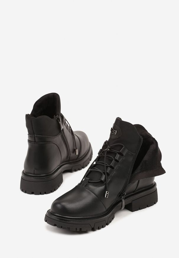 Renee - Czarne Botki Typu Workery ze Skóry Naturalnej Giorelda. Okazja: na co dzień. Kolor: czarny. Materiał: skóra. Styl: casual