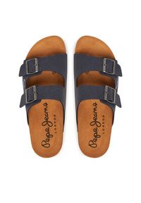 Pepe Jeans Klapki PMS90110 Granatowy. Kolor: niebieski. Materiał: skóra #6