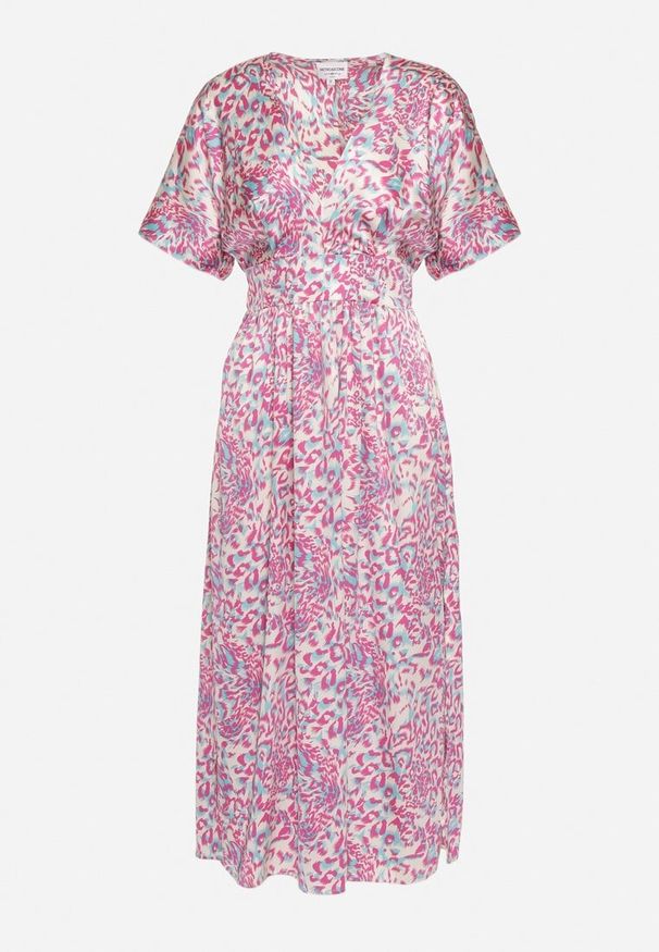 Born2be - Fioletowa Rozkloszowana Sukienka z Krótkim Rękawem Zwężana w Talii Bexbia. Okazja: na co dzień. Kolor: fioletowy. Materiał: skóra. Długość rękawa: krótki rękaw. Typ sukienki: rozkloszowane. Styl: casual, wizytowy