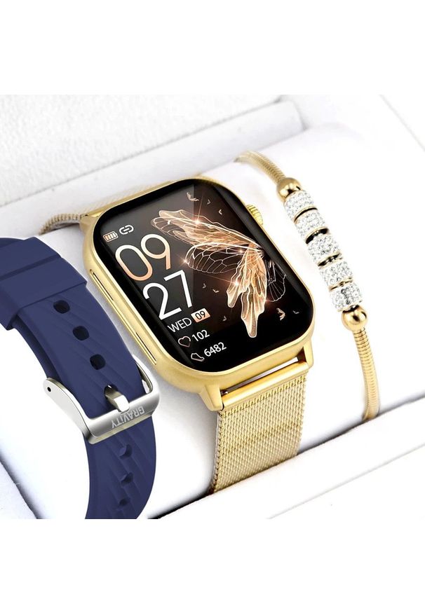 Gravity - Zestaw damski zegarek SMARTWATCH złoty + bransoletka. Rodzaj zegarka: smartwatch. Kolor: złoty