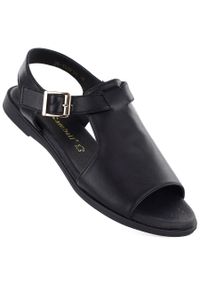 Skórzane sandały damskie czarne Cambell 19391. Kolor: czarny. Materiał: skóra. Styl: elegancki #1