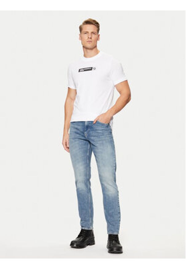 Karl Lagerfeld Jeans T-Shirt A1M17112 Biały Slim Fit. Kolor: biały. Materiał: syntetyk