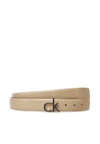 Calvin Klein Pasek Damski Ck Buckle Belt 3.0_Smooth K60K613156 Beżowy. Kolor: beżowy. Materiał: skóra