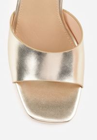 Renee - Złote Sandały VICES na Słupku i Grubej Podeszwie z Wkładką ze Skóry Naturalnej Adeia. Okazja: na urodziny, na wesele, na ślub cywilny, na imprezę. Zapięcie: pasek. Kolor: złoty. Materiał: skóra. Sezon: lato. Obcas: na słupku. Styl: elegancki #3