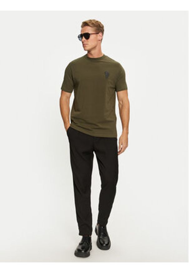 Karl Lagerfeld - KARL LAGERFELD T-Shirt 755082 544221 Zielony Regular Fit. Typ kołnierza: dekolt w karo. Kolor: zielony. Materiał: bawełna