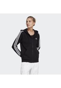 Adidas - Essentials 3-Stripes French Terry Regular Full-Zip Hoodie. Kolor: biały, wielokolorowy, czarny