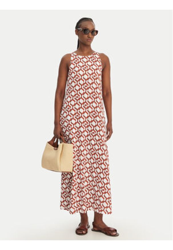 Max Mara Beachwear Sukienka letnia Paste 2616621069 Miedziany Regular Fit. Kolor: brązowy. Materiał: wiskoza. Sezon: lato
