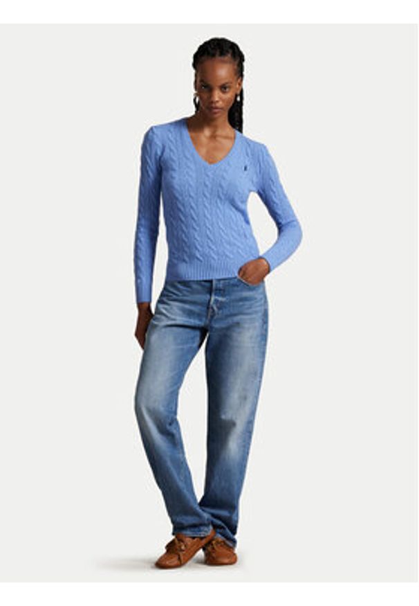 Polo Ralph Lauren Sweter 211971866004 Niebieski Slim Fit. Typ kołnierza: polo. Kolor: niebieski. Materiał: wełna