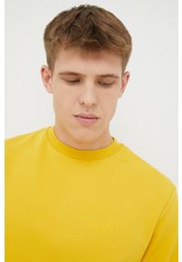 Jack Wolfskin bluza bawełniana męska kolor żółty gładka. Kolor: żółty. Materiał: bawełna. Wzór: gładki #3