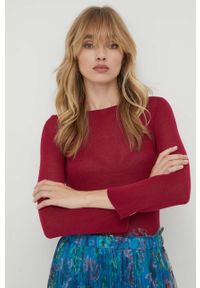 MAX&Co. sweter damski kolor bordowy lekki. Okazja: na co dzień. Kolor: czerwony. Materiał: dzianina. Długość rękawa: długi rękaw. Długość: długie. Styl: casual #5