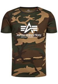 Alpha Industries T-Shirt Basic 100501C Zielony Regular Fit. Kolor: brązowy. Materiał: bawełna #5