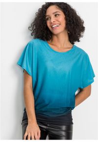 Shirt off-shoulder bonprix niebieski karaibski - czarny. Kolor: niebieski #4