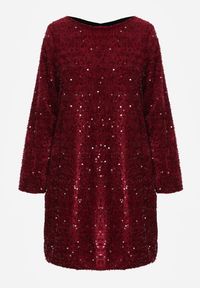 Born2be - Czerwona Cekinowa Sukienka z Odkrytymi Plecami i Wiązaniem Diadina. Kolor: czerwony. Materiał: futro, elastan, wiskoza. Wzór: aplikacja. Styl: elegancki, wizytowy #3