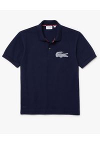 Lacoste - LACOSTE - Granatowa koszulka polo z logo Regular Fit. Typ kołnierza: polo. Kolor: niebieski. Materiał: bawełna, prążkowany. Wzór: aplikacja, haft. Styl: klasyczny #4