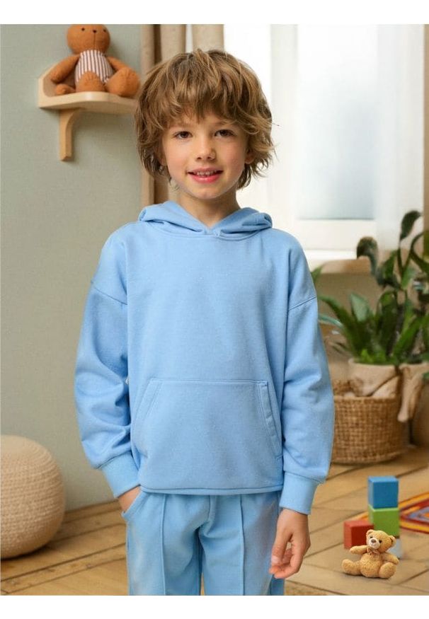 Sinsay - Bluza hoodie basic - niebieski. Kolor: niebieski