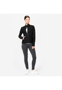 DOMYOS - Bluza na zamek damska Domyos fitness. Kolor: czarny. Materiał: materiał, poliester, elastan. Sport: fitness