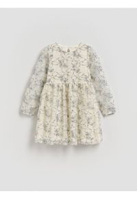 Reserved - Sukienka z haftowanym wzorem - złamana biel. Materiał: materiał. Wzór: haft #1