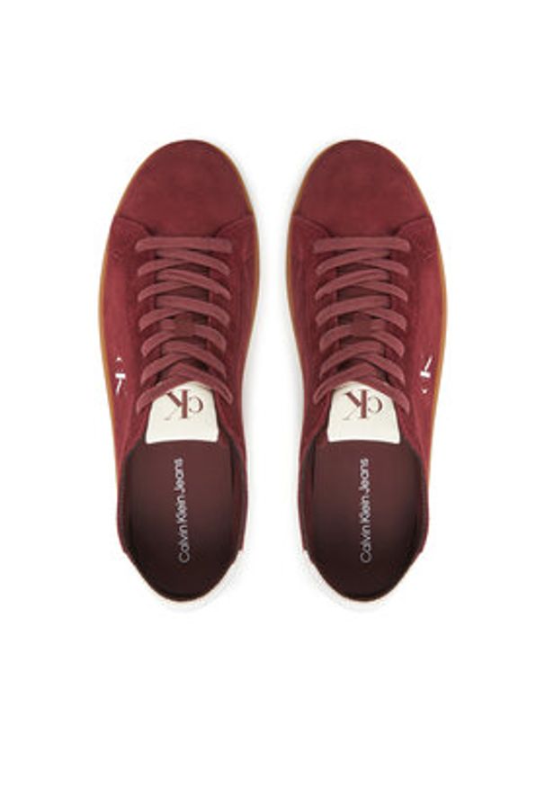 Calvin Klein Jeans Sneakersy Low Profile Cupsole Su YM0YM01321 Bordowy. Kolor: czerwony. Materiał: zamsz, skóra