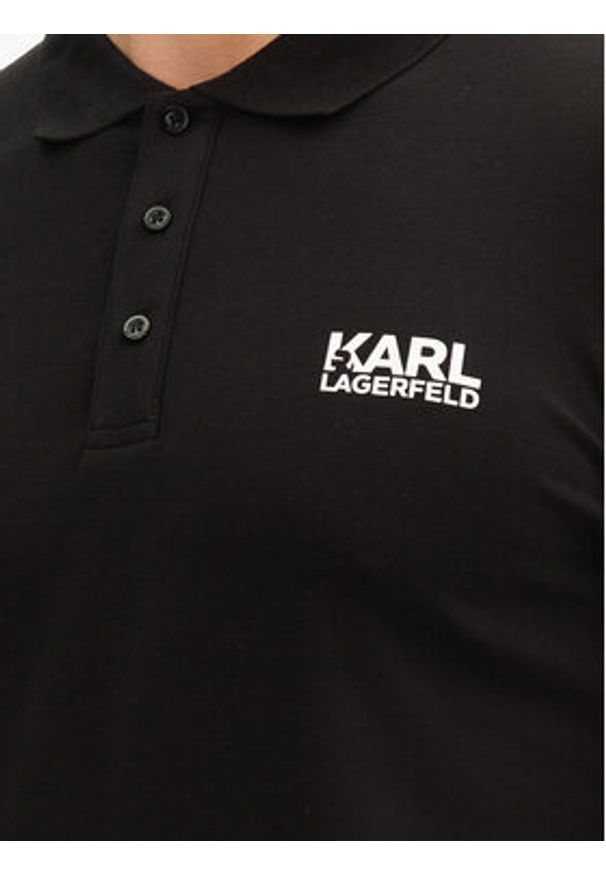 Karl Lagerfeld - KARL LAGERFELD Polo 745088 552235 Czarny Regular Fit. Typ kołnierza: polo. Kolor: czarny. Materiał: bawełna