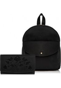 PAOLO PERUZZI - Paolo Peruzzi Zestaw damski czarny ZUP-24-BL plecak i portfel skórzany. Kolor: czarny. Materiał: skóra #1