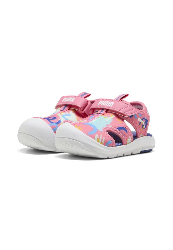 Puma - Sandały dla małych dzieci Fun Racer PUMA Magic Rose Blue Crystal Pink. Zapięcie: rzepy. Kolor: niebieski