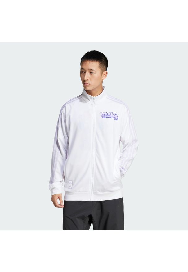 Adidas - Bluza dresowa Real Madrid. Kolor: biały. Materiał: dresówka. Sport: piłka nożna