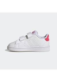 Adidas - Buty sportowe dla dzieci ADIDAS Advantage. Zapięcie: rzepy. Kolor: biały, różowy, wielokolorowy. Materiał: materiał, syntetyk, kauczuk. Szerokość cholewki: normalna. Wzór: paski. Model: Adidas Advantage. Sport: turystyka piesza, tenis