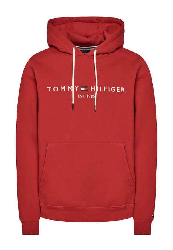 TOMMY HILFIGER - Tommy Hilfiger Bluza Logo Hoody MW0MW11599 Czerwony Regular Fit. Kolor: czerwony. Materiał: bawełna