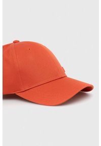Calvin Klein czapka z daszkiem bawełniana kolor pomarańczowy z aplikacją. Kolor: pomarańczowy. Materiał: bawełna. Wzór: aplikacja #2