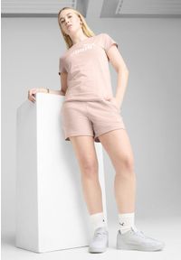 Puma - Damskie szorty z wysokim stanem i małym logo No.1 ESS 5'' PUMA Rose Quartz Pink. Stan: podwyższony. Kolor: różowy