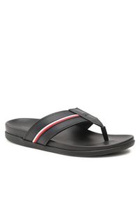 TOMMY HILFIGER - Tommy Hilfiger Japonki Leather Toe Post Sandal FM0FM04460 Czarny. Kolor: czarny. Materiał: skóra